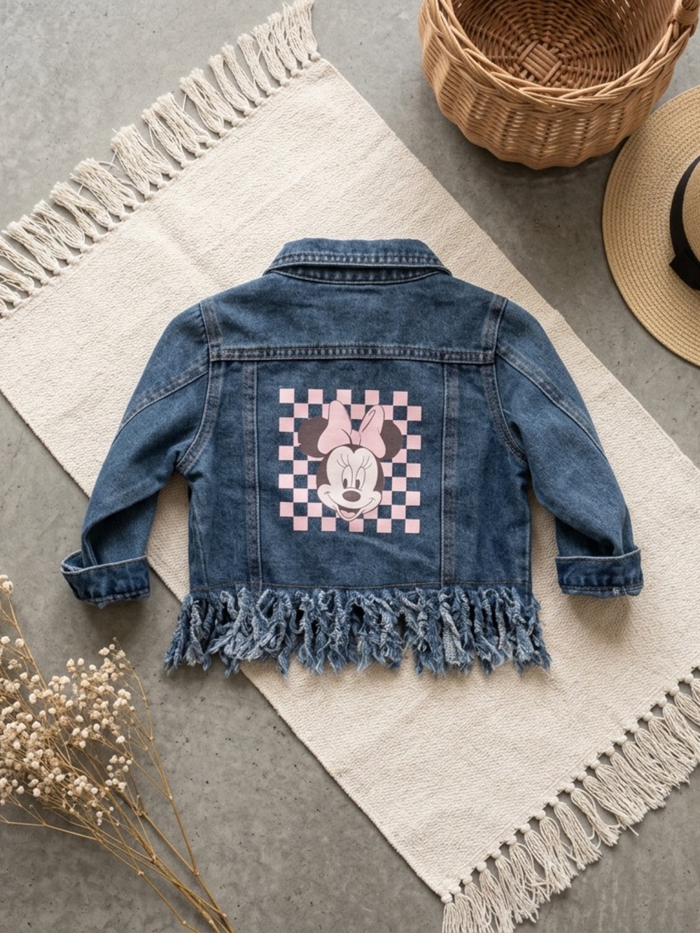 Denim Kids Jacket with Pink Minnie Graphic